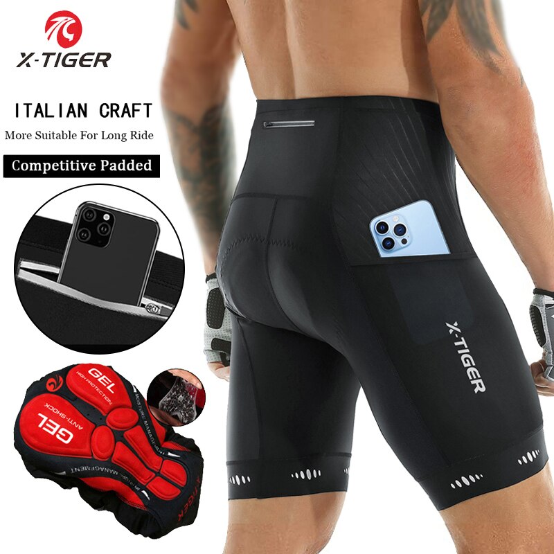Cycling Commuter Pants - X-TIGER Men Cycling Shorts with Back