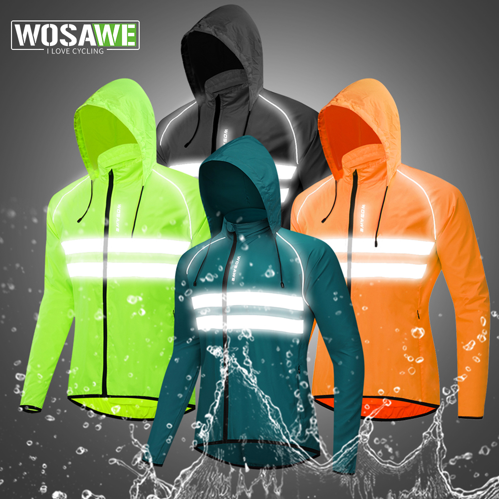 Cycling Commuter Jacket - WOSAWE Ultralight Men's Cycling Windbreaker Reflective